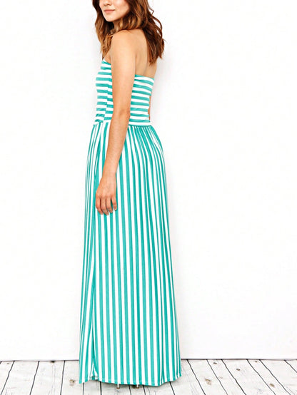 Tiered Tropical Sleeveless Leaves Floral  Maxi Long Woven Dress
