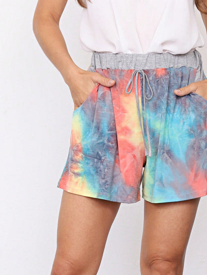 Boho Retro 60"S Geo Tie Die Knee Length Water Color Green Charcoal Leggings Bottom Pants Only