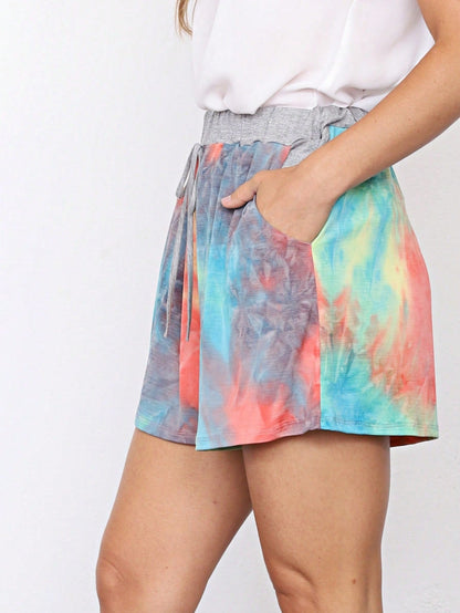 Boho Retro 60"S Geo Tie Die Knee Length Water Color Green Charcoal Leggings Bottom Pants Only