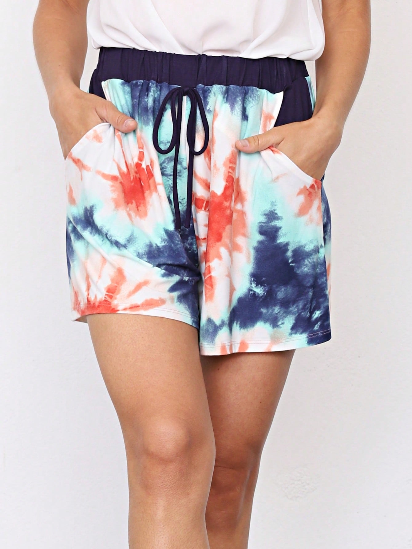 Boho Retro 60"S Geo Tie Die Knee Length Water Color Green Charcoal Leggings Bottom Pants Only