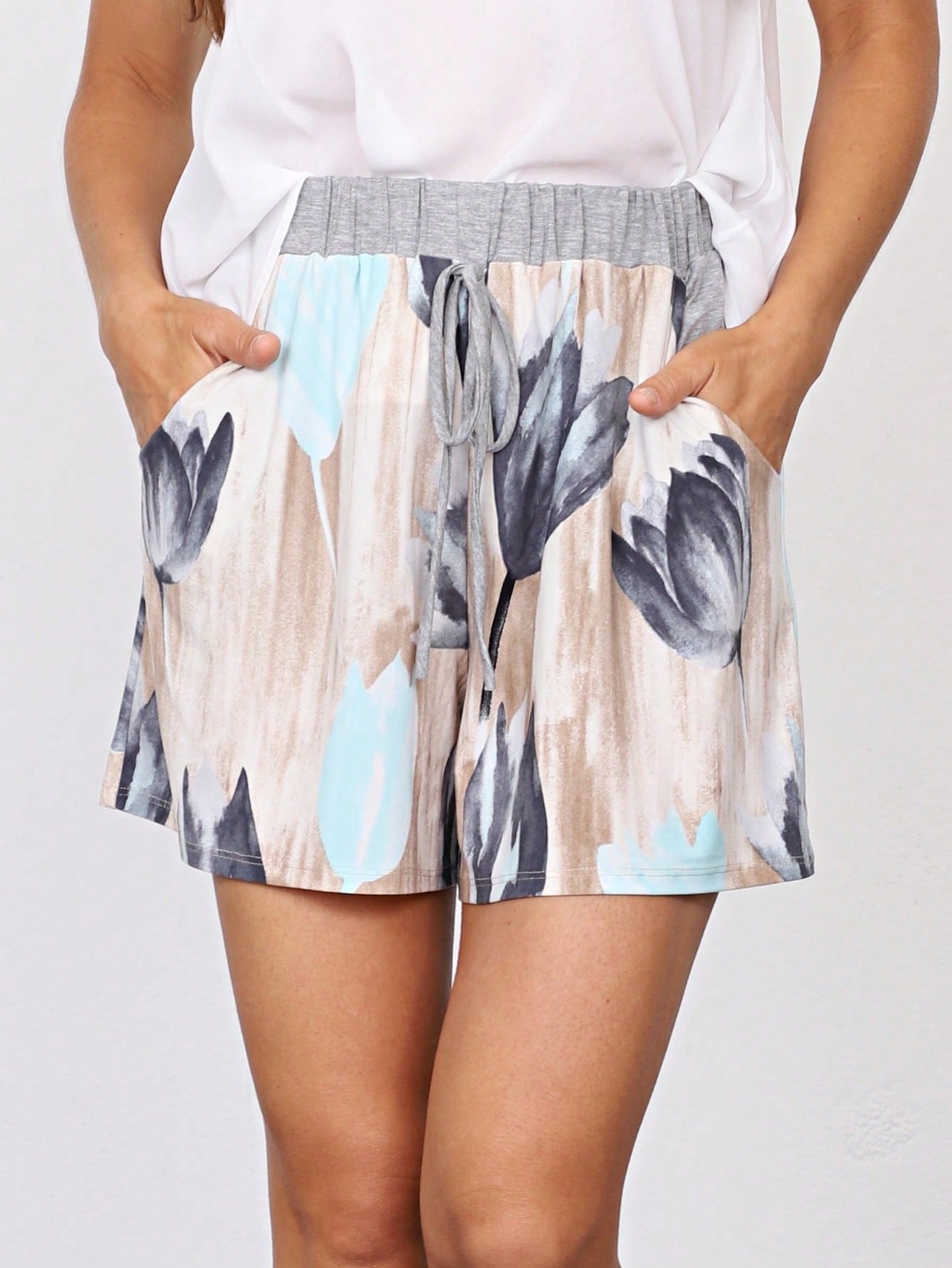 Boho Retro 60"S Geo Tie Die Knee Length Water Color Green Charcoal Leggings Bottom Pants Only