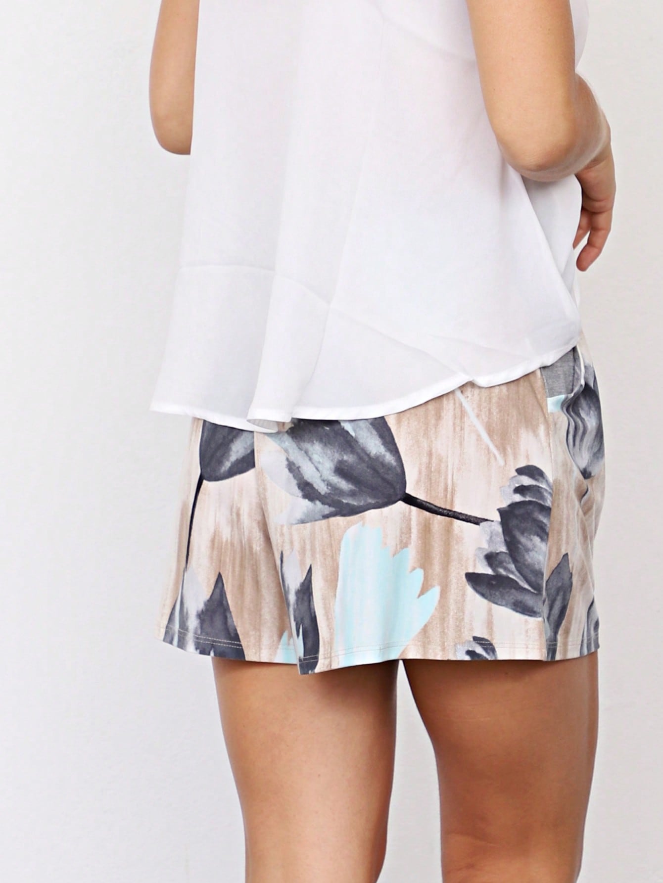 Boho Retro 60"S Geo Tie Die Knee Length Water Color Green Charcoal Leggings Bottom Pants Only
