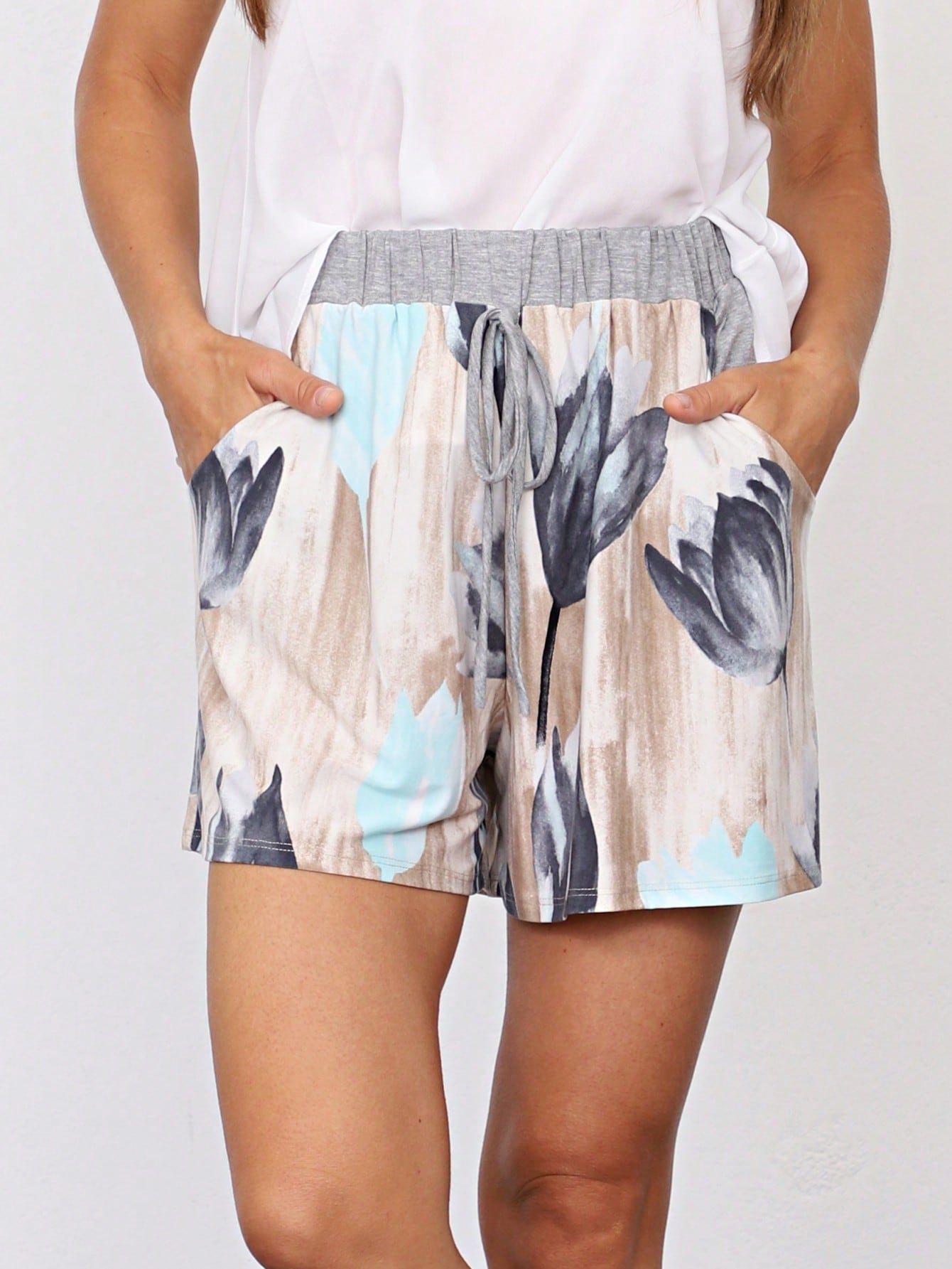 Boho Retro 60"S Geo Tie Die Knee Length Water Color Green Charcoal Leggings Bottom Pants Only