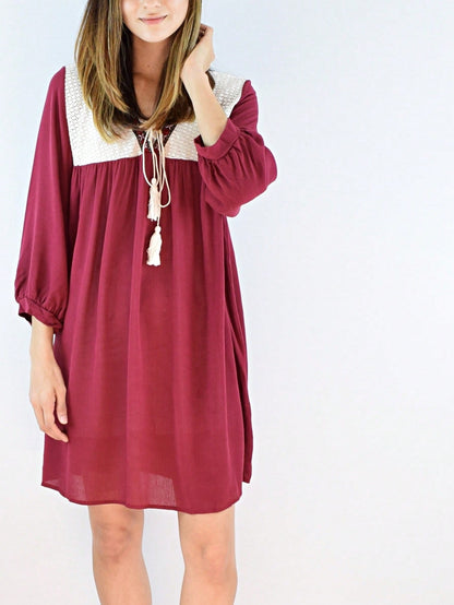 Summer Boho Flora Vintage Mint Burgundy Navy Tiered Key Hole Tie Front  Tunic Blouse Top For Leggings  |  Small -3 XL