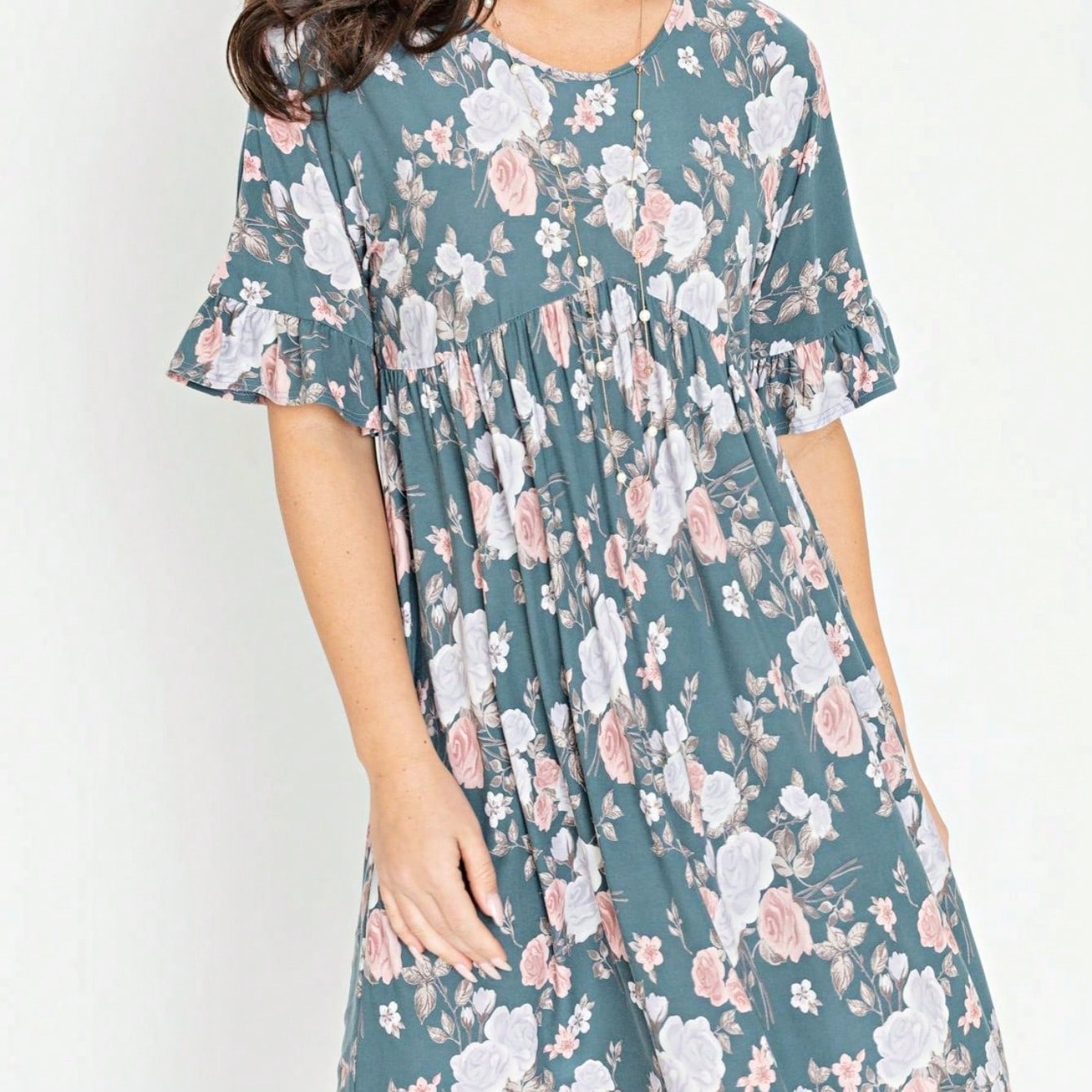 Summer Boho Retro Solid Color  Ruffle  Tiered Flutter Sleeve  Dress|  Small -3 XL