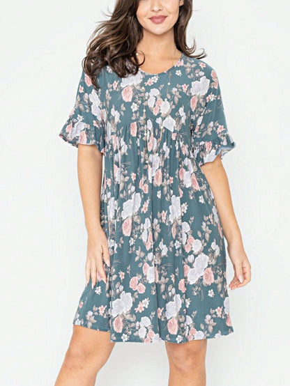 Summer Boho Retro Solid Color  Ruffle  Tiered Flutter Sleeve  Dress|  Small -3 XL
