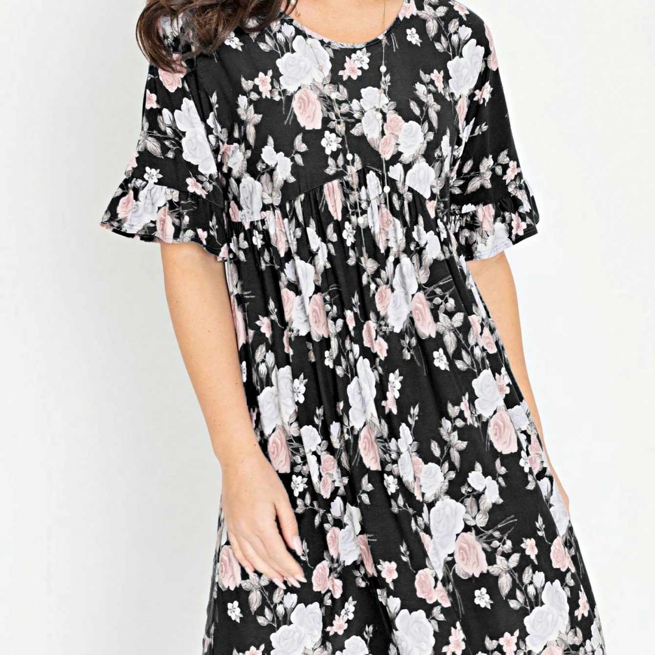 Summer Boho Retro Solid Color  Ruffle  Tiered Flutter Sleeve  Dress|  Small -3 XL