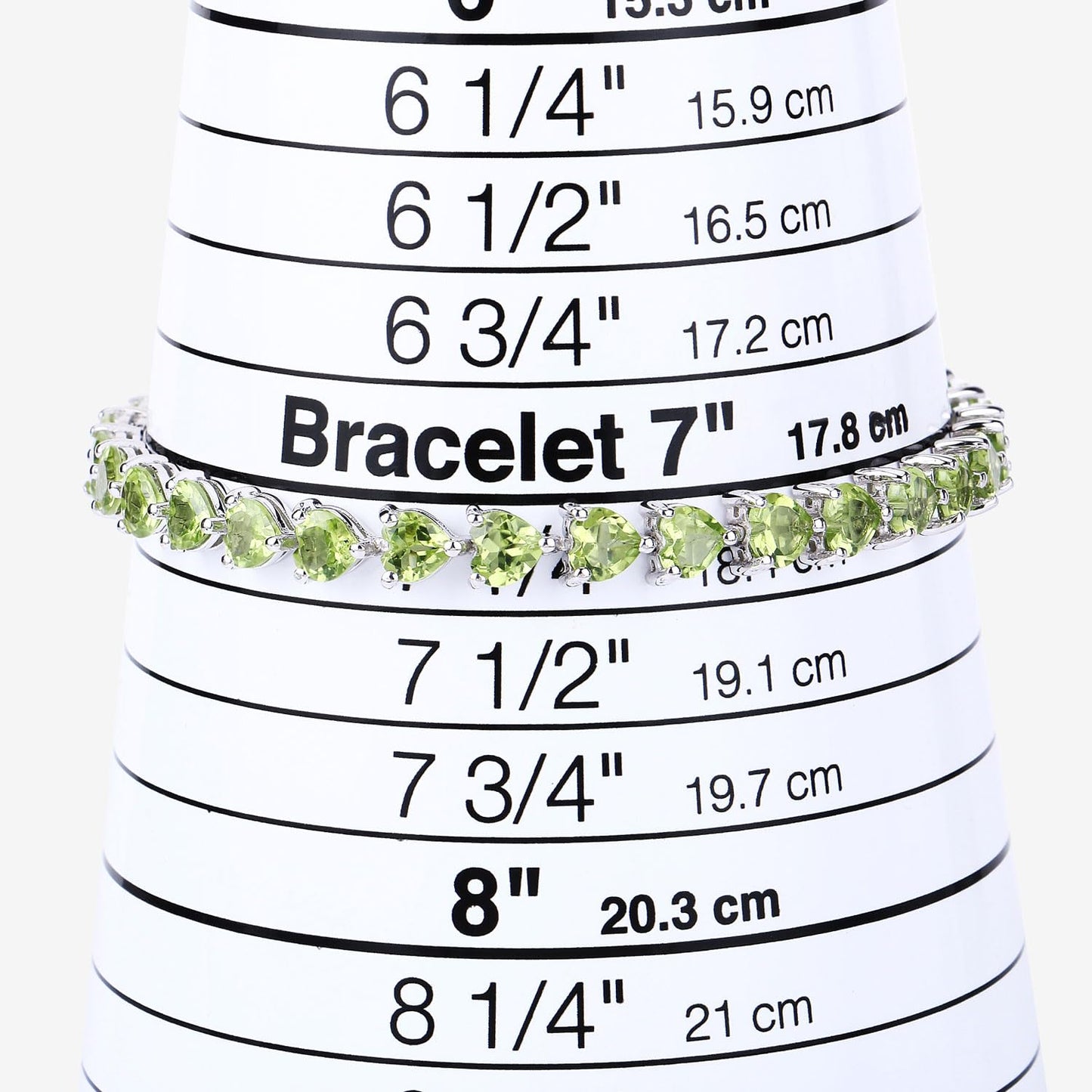 13.64 Ct Heart Green Peridot Prong Sterling Silver Box Clasp Tennis Bracelet