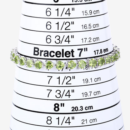 13.64 Ct Heart Green Peridot Prong Sterling Silver Box Clasp Tennis Bracelet