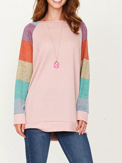 Navy Blue Boho Retro 90's Vintage Sleeve Dot Print Knit Contrast Binding Waffle  Soft Floral Raglan Sleeve Tunic Top Pullover