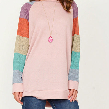 Navy Blue Boho Retro 90's Vintage Sleeve Dot Print Knit Contrast Binding Waffle  Soft Floral Raglan Sleeve Tunic Top Pullover