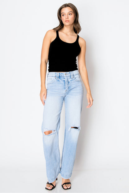 Tummy Control High Rise Relaxed Straight Leg Jean