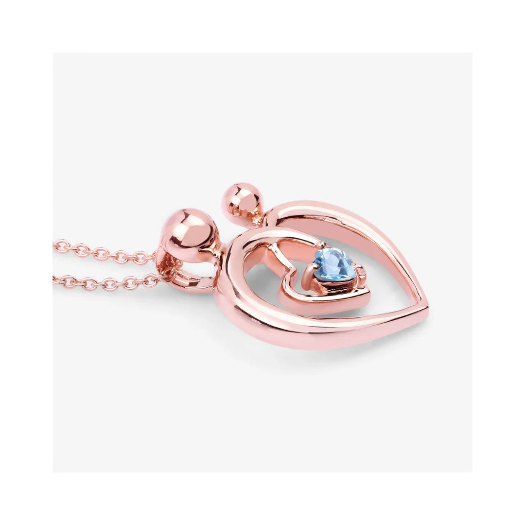 0.28 Ct Heart Swiss Blue Topaz Prong Rose Gold Plated Mom Necklace