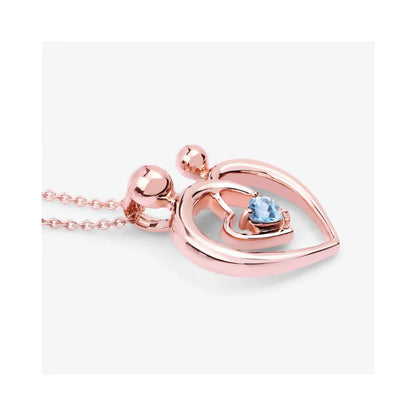 0.28 Ct Heart Swiss Blue Topaz Prong Rose Gold Plated Mom Necklace