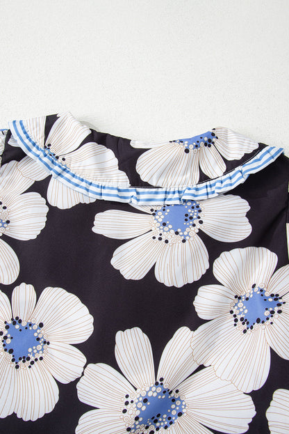 Threaded Pear Azariah Tie Sleeve Collared Blouse
