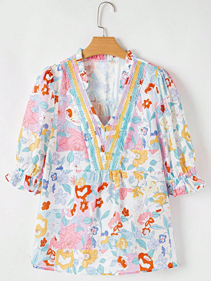 Boho Retro Vintage 90's Cream Beige Apricot Cheeta Leopard Loose Top Shirt Blouse