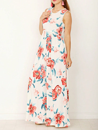 Elegant Floral Maxi Dress With  Surplice  Versatile Summer Dress For Women
