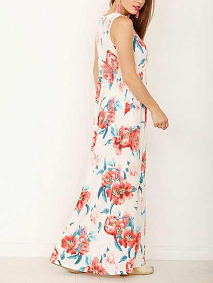 Elegant Floral Maxi Dress With  Surplice  Versatile Summer Dress For Women