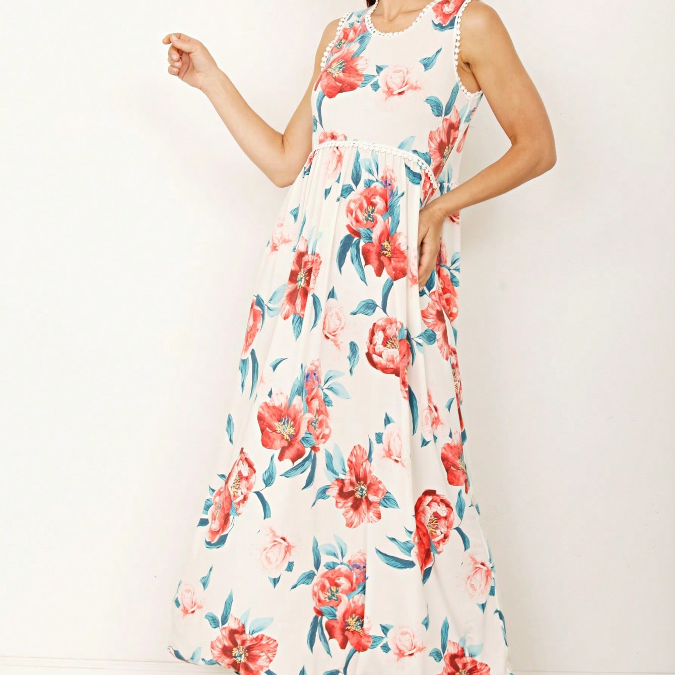 Elegant Floral Maxi Dress With  Surplice  Versatile Summer Dress For Women