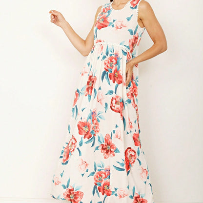 Elegant Floral Maxi Dress With  Surplice  Versatile Summer Dress For Women