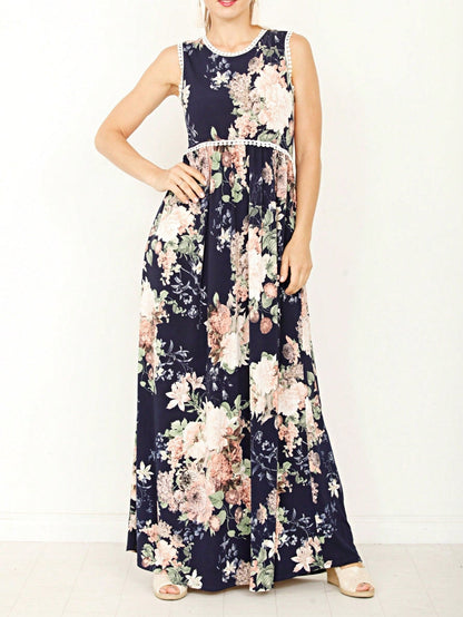 Elegant Floral Maxi Dress With  Surplice  Versatile Summer Dress For Women