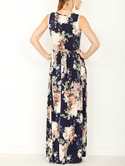 Elegant Floral Maxi Dress With  Surplice  Versatile Summer Dress For Women