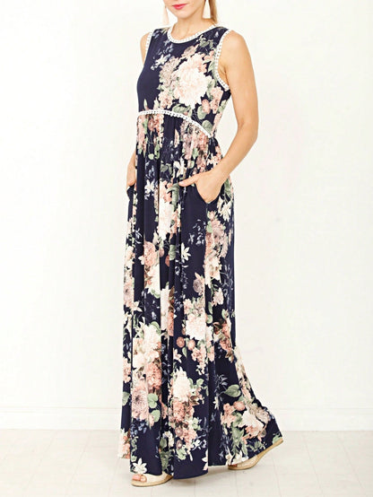 Elegant Floral Maxi Dress With  Surplice  Versatile Summer Dress For Women