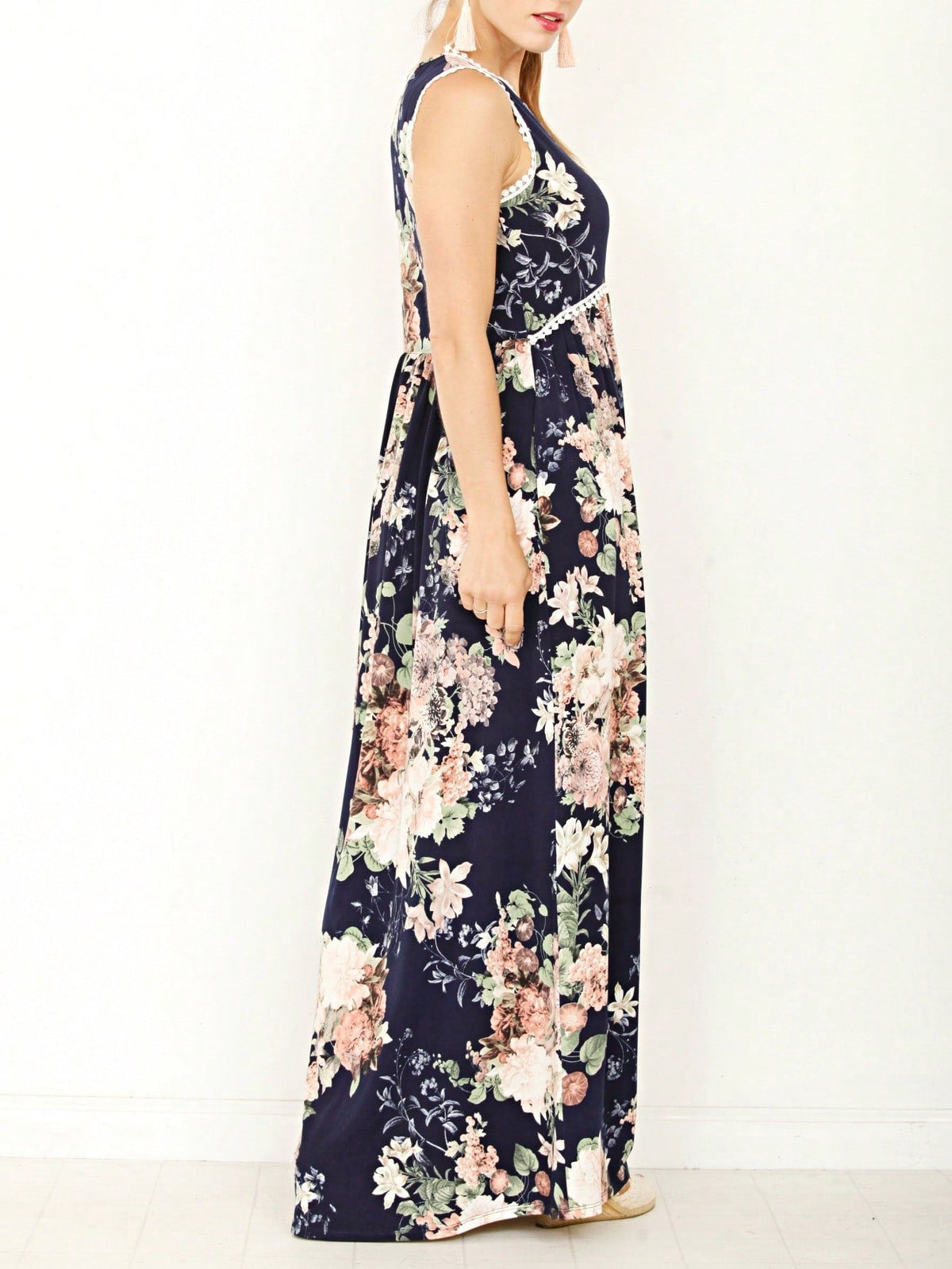Elegant Floral Maxi Dress With  Surplice  Versatile Summer Dress For Women