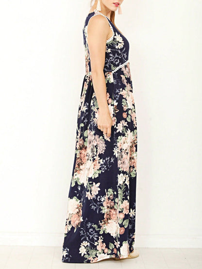 Elegant Floral Maxi Dress With  Surplice  Versatile Summer Dress For Women