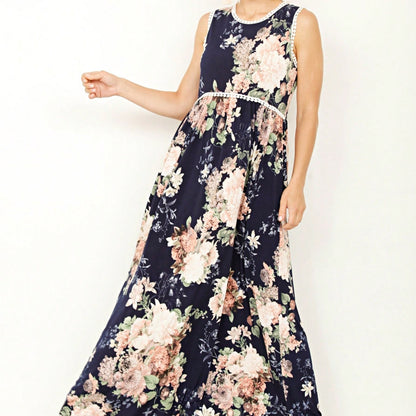 Elegant Floral Maxi Dress With  Surplice  Versatile Summer Dress For Women