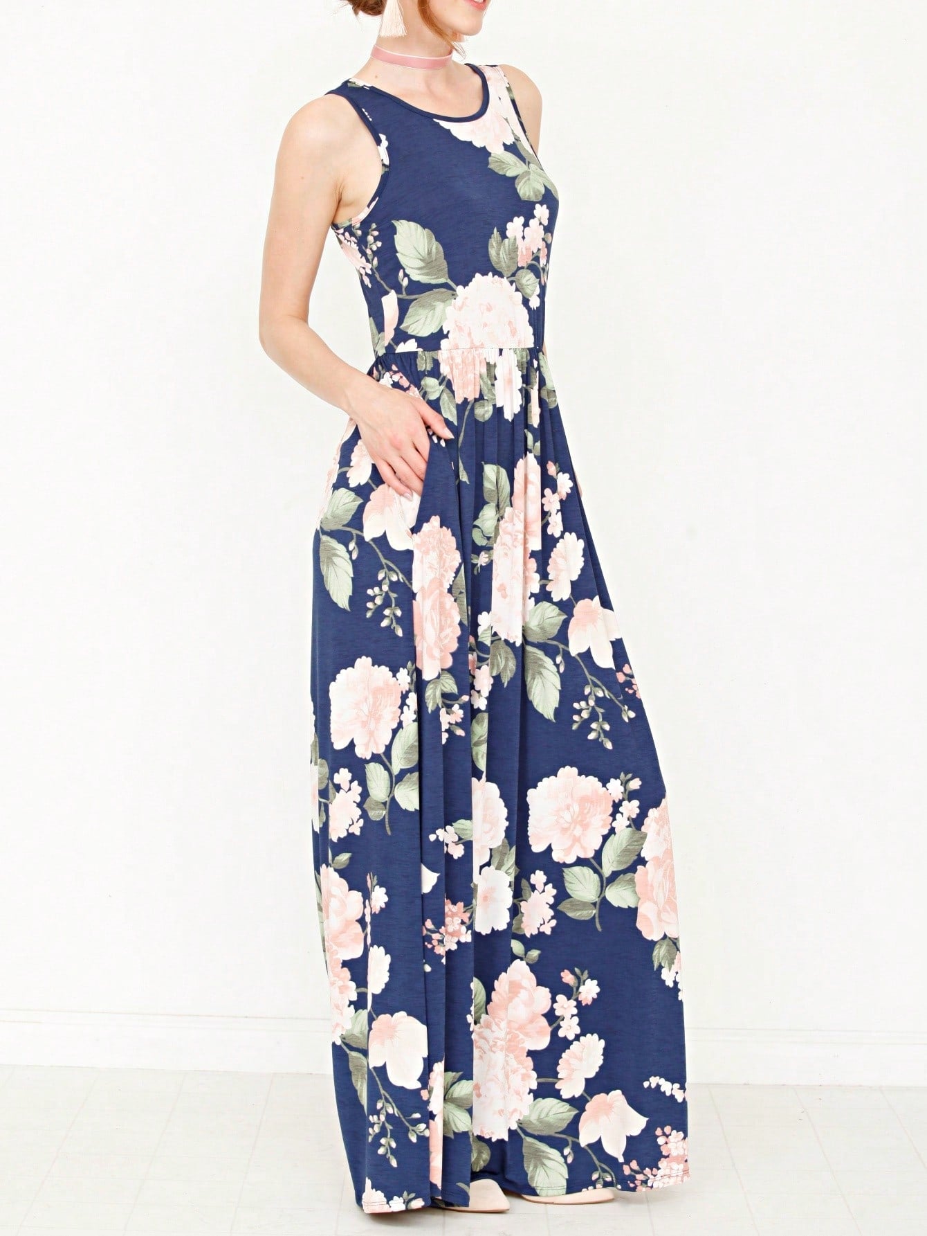 Elegant Floral Maxi Dress With  Surplice  Versatile Summer Dress For Women