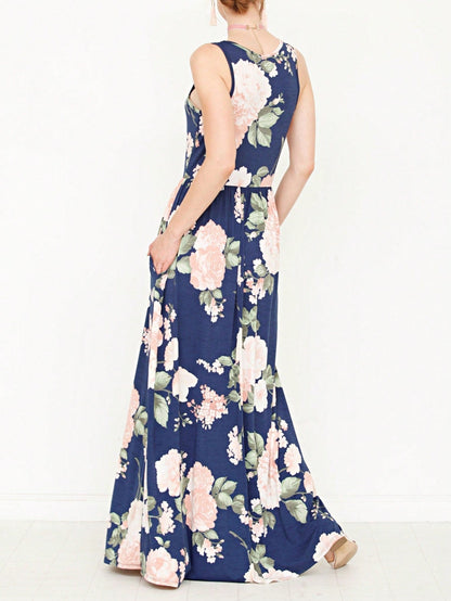 Elegant Floral Maxi Dress With  Surplice  Versatile Summer Dress For Women