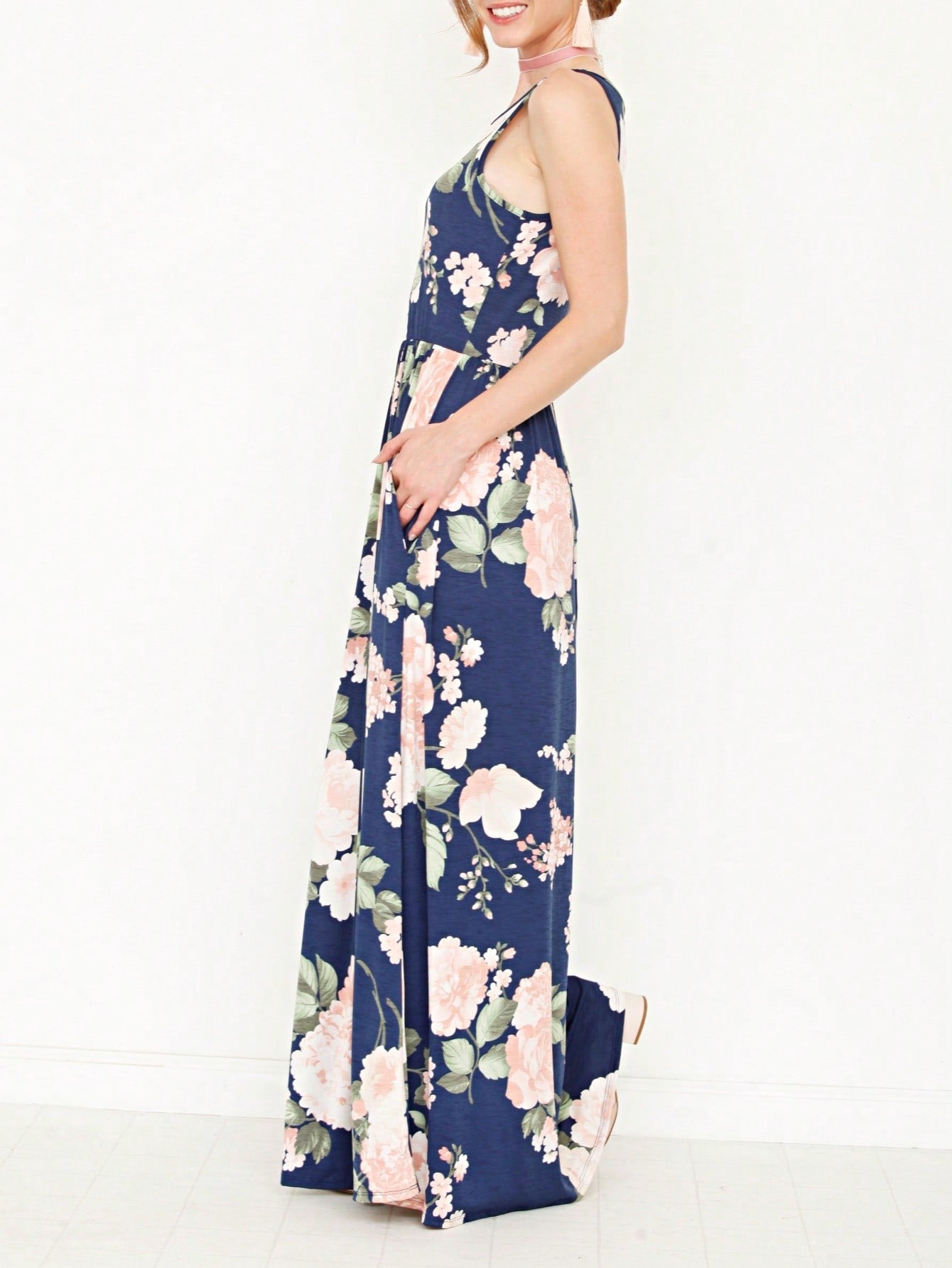 Elegant Floral Maxi Dress With  Surplice  Versatile Summer Dress For Women