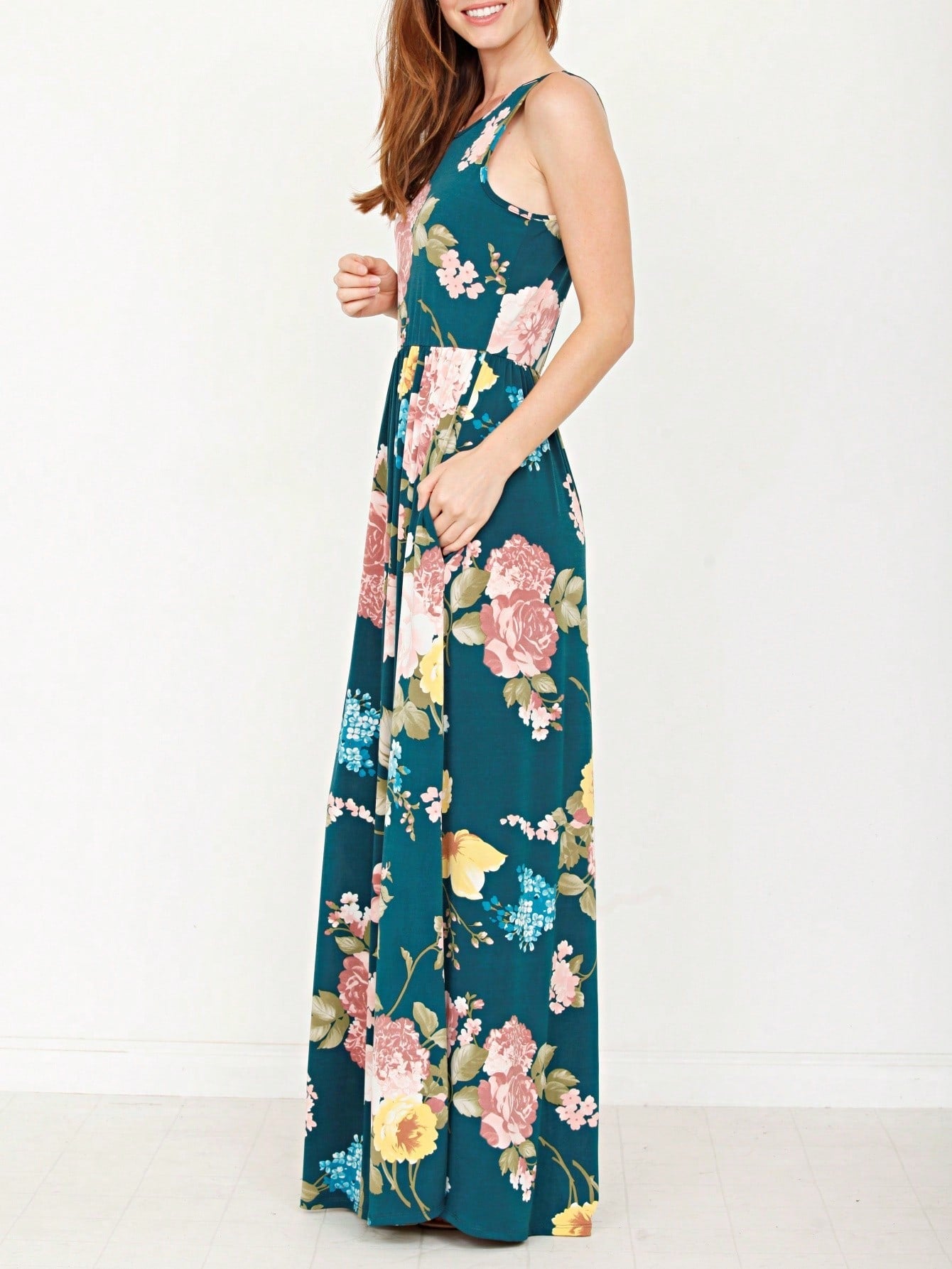 Elegant Floral Maxi Dress With  Surplice  Versatile Summer Dress For Women
