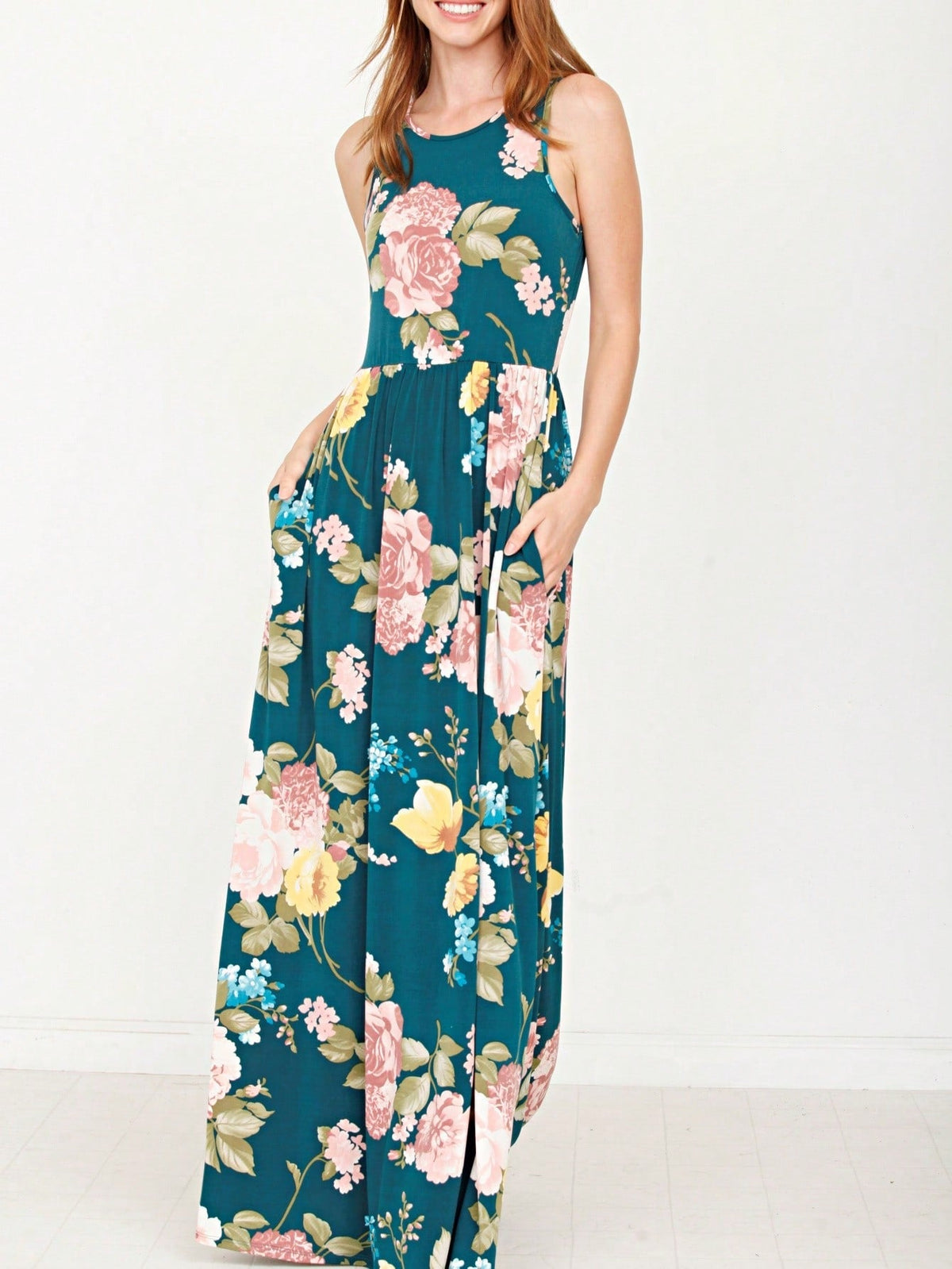 Elegant Floral Maxi Dress With  Surplice  Versatile Summer Dress For Women