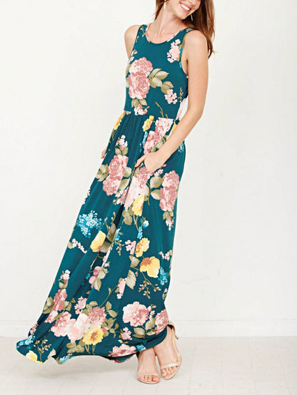 Elegant Floral Maxi Dress With  Surplice  Versatile Summer Dress For Women