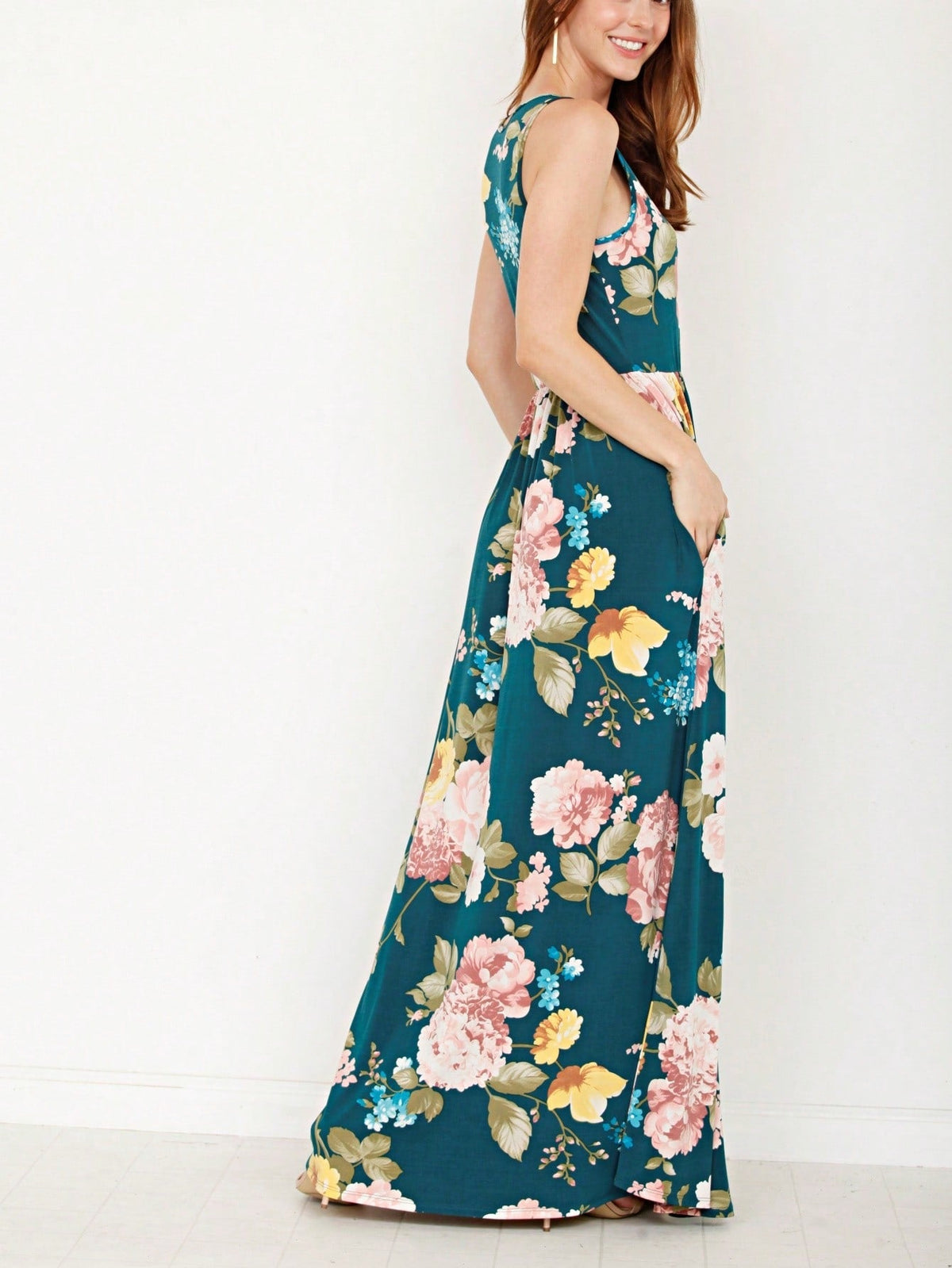 Elegant Floral Maxi Dress With  Surplice  Versatile Summer Dress For Women