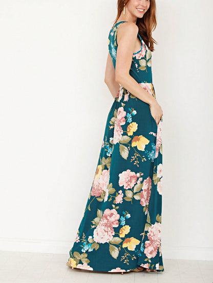 Elegant Floral Maxi Dress With  Surplice  Versatile Summer Dress For Women