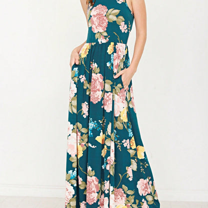 Elegant Floral Maxi Dress With  Surplice  Versatile Summer Dress For Women