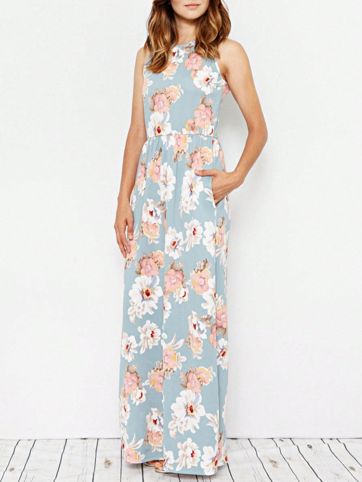 Elegant Floral Maxi Dress With  Surplice  Versatile Summer Dress For Women