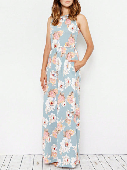 Elegant Floral Maxi Dress With  Surplice  Versatile Summer Dress For Women