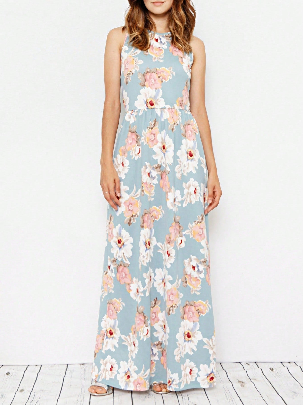 Elegant Floral Maxi Dress With  Surplice  Versatile Summer Dress For Women