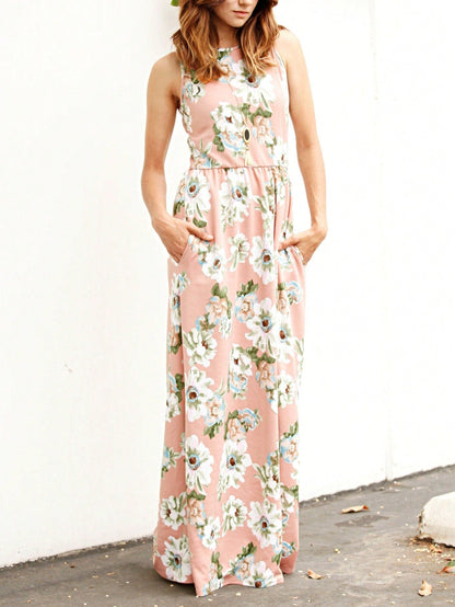 Elegant Floral Maxi Dress With  Surplice  Versatile Summer Dress For Women