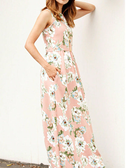 Elegant Floral Maxi Dress With  Surplice  Versatile Summer Dress For Women