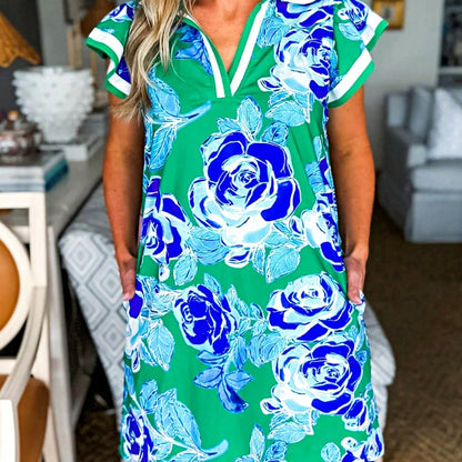 Boho Retro Sage Green  Solid Frilled Seam Round Neck T Shirt Elegant Classic  Shirred Ruffle Puff Versatile  Mini Dress For Women