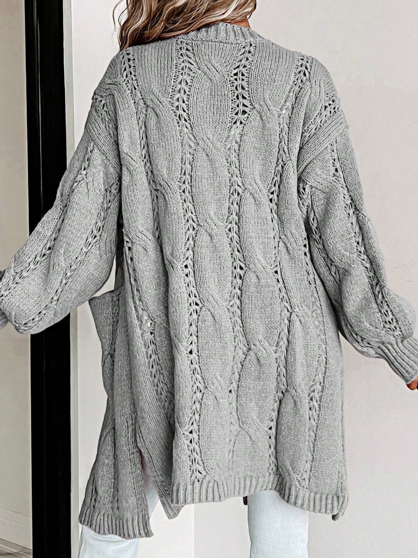 Boho Retro Crochet Knit Hollow Light Weight Dolman Batwing Sleeve Oversized Boyfriend Cardigan