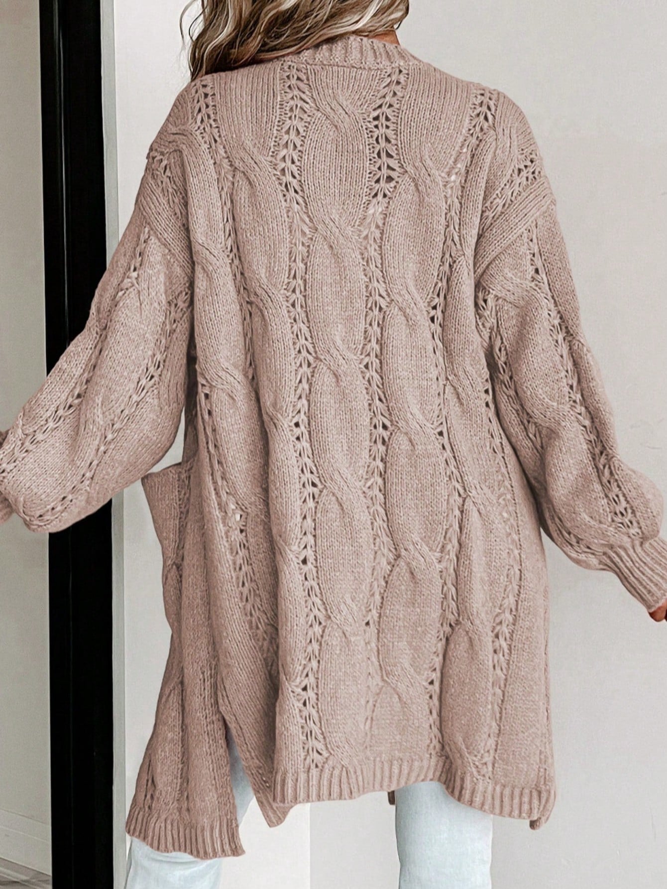 Boho Retro Crochet Knit Hollow Light Weight Dolman Batwing Sleeve Oversized Boyfriend Cardigan