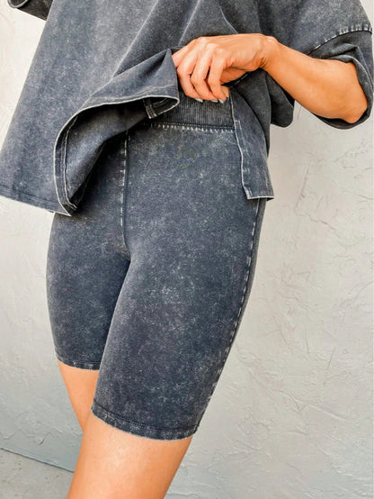 Boho Retro 90's Cotton Stripe Button Drop Shoulder Dolman Henley Top & Pants Shorts Set