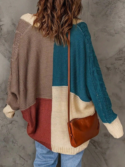 Boho Retro Vintage 60's Floral  Button Front Cable Knit Pocketed Green Khaki Applique Cropped Sweater Cardigan