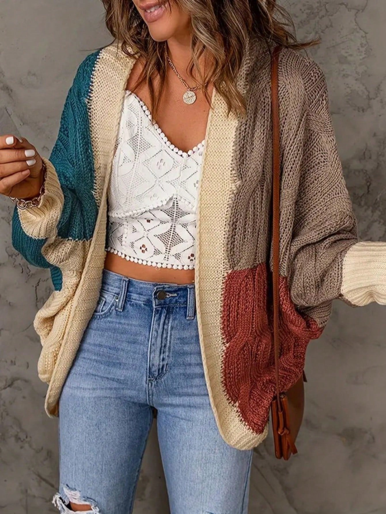 Boho Retro Vintage 60's Floral  Button Front Cable Knit Pocketed Green Khaki Applique Cropped Sweater Cardigan
